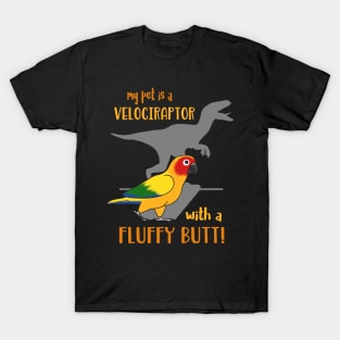 velociraptor with fluffy butt - Sun Conure T-Shirt